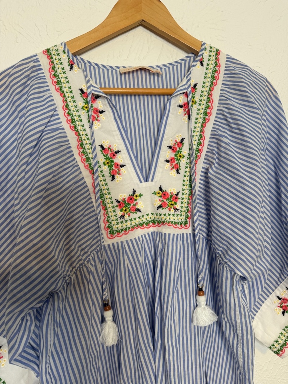 Tory Burch EMBROIDERED BEACH TUNIC IN BLUE - Picture 5 of 12